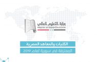 دليل الجامعات الغير سورية المعترف بها لدى وزارة التعليم العالي للعام 2019 (مصر)